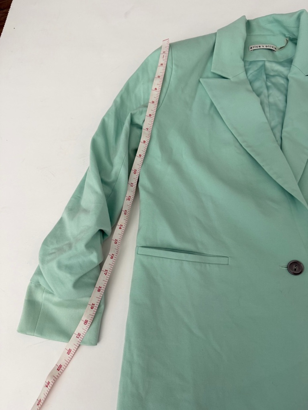 Alice + Olivia Mint Green Women's Oversized Blazer Jacket with rushed sleeves XS - Picture 6 of 12